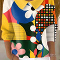 womens-beautiful-colorful-abstract-geometric-floral-painting-art-print-casual-peter-pan-collar-3-4-sleeve-sweater