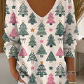 Women's Christmas Tree Pattern Art Print Casual Pullover Sweater