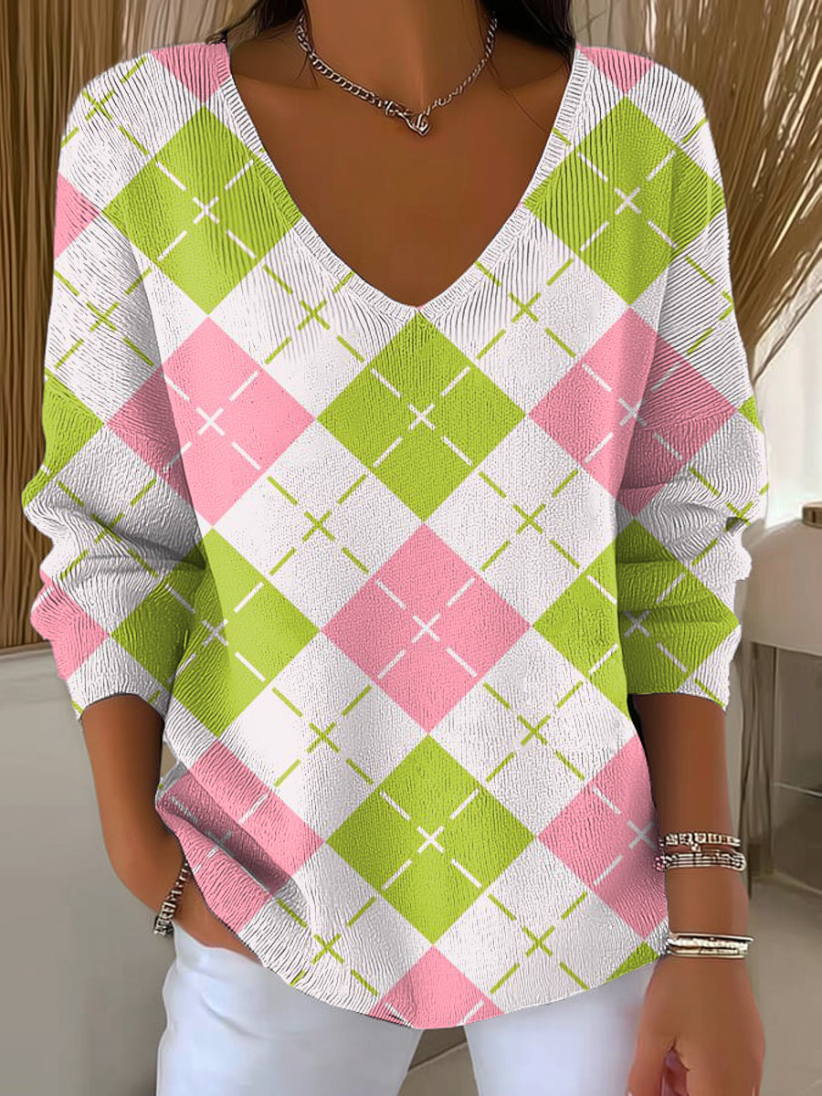 womens-pastel-green-diamond-geometric-painting-art-print-casual-pullover-sweater