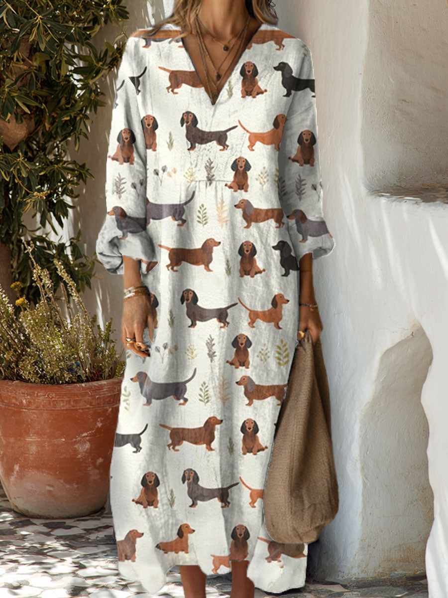 Women's Funny Dachshund Art Print Dress