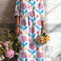 Women's Abstract Cute Floral Painting Art Print Dress