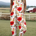 Women's  Funny Chick Art Print Casual 100% Cotton Wide Leg Jumpsuit