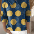 Women's Contrast Circle Pattern Print Casual Print Peter Pan Collar 3/4 Sleeve Sweater