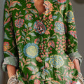 Damenbluse im Vintage-Stil mit ethnischem Blumenmuster, lässigem Rüschenhemd aus Baumwolle und Leinen 