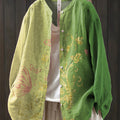 Women's Vintage Floral Pattern Art Print Casual Cotton And Linen Shirt