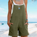 Women's Solid Color Loose Linen Suspender Jumpsuit