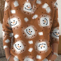 Women's Christmas Snowman Pattern Art Print Buttoned Cardigan Sweater