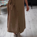 Women's Solid Color Ruffle Casual Lace-up Linen Skirt