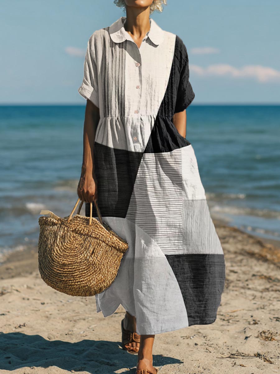 Women's Geometric Pattern Art Print Cotton Dress