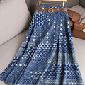 Women's Vintage Abstract Geometry Art Print Cotton Skirt