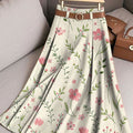 Women's Vintage Flower Art Print Cotton Skirt