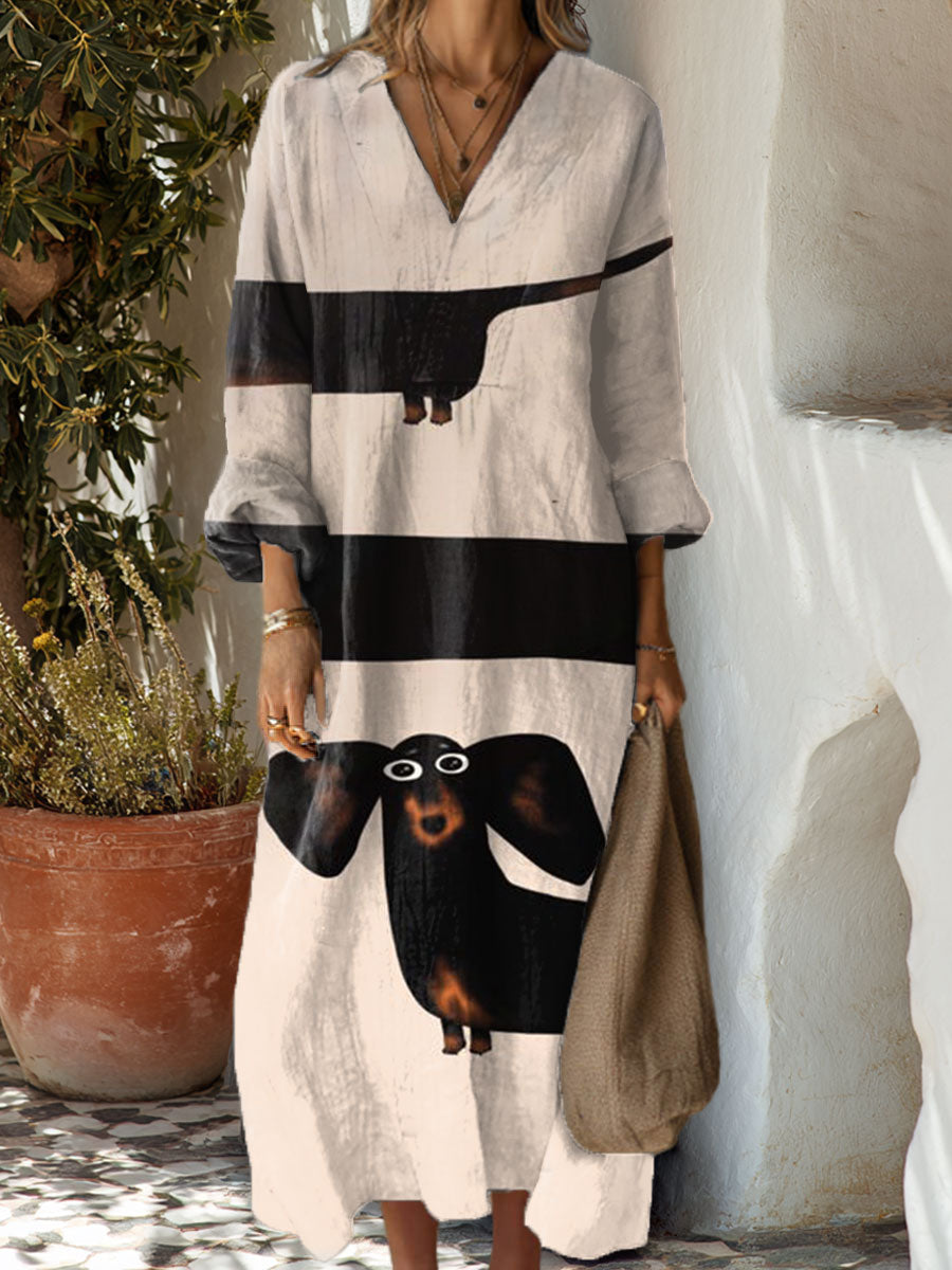 Women's Funny Dachshund Art Print Dress