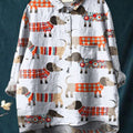 Women's  Dog  Art Print Casual Cotton And Linen Shirt