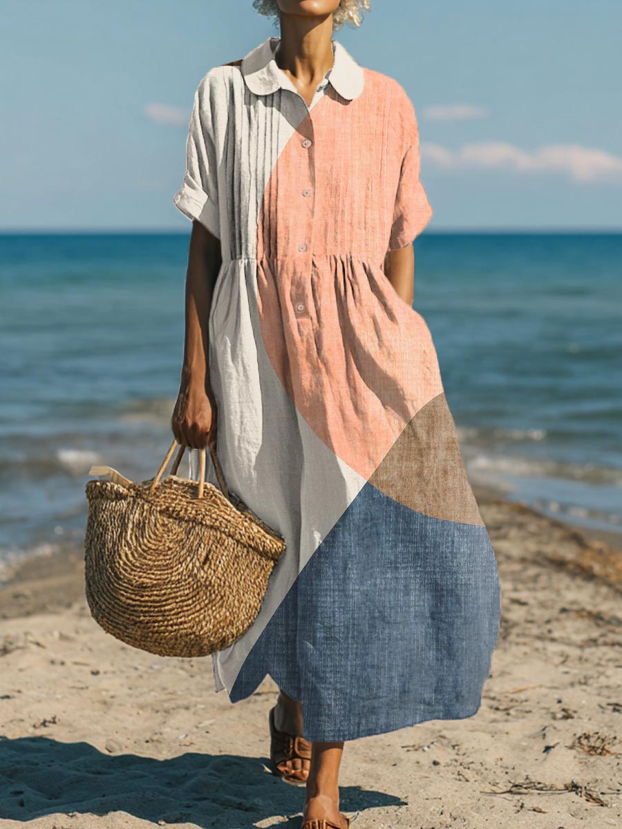 Women's Geometric Pattern Art Print Cotton Dress