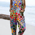 Women's Abstract Pattern Art Print Casual 100% Cotton Wide Leg Jumpsuit