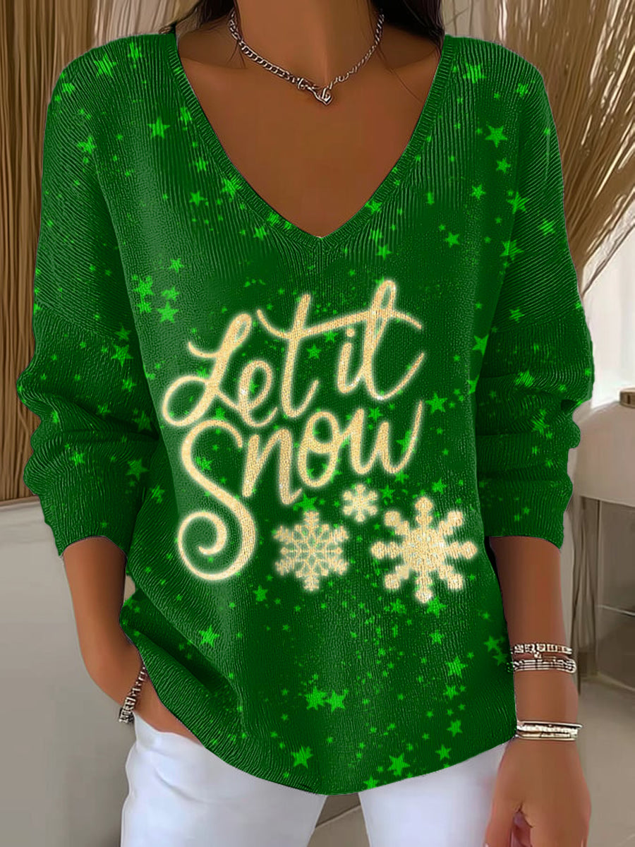 Women's Beautiful Winter Snowflake Pattern Art Print Casual Pullover Sweater