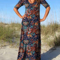 Women's Round Neck Vintage Floral Print Short Sleeve Dress