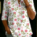 Women's Floral Pattern Art Print Casual Cotton Shirt