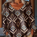 Women's Beautiful Vintage Ethnic Rhombus Geometric Art Print Casual Pullover Sweater