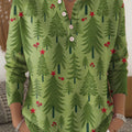 Vintage  Christmas Art Print Buttoned Cardigan Sweater