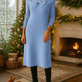 Women's Solid Color Round Neck 3/4 Sleeve Casual Loose Knit Dress
