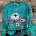 vintage-cute-sheep-art-print-knit-pullover-sweater