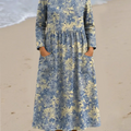 Women's Vintage Floral Art Print Casual Cotton Dress