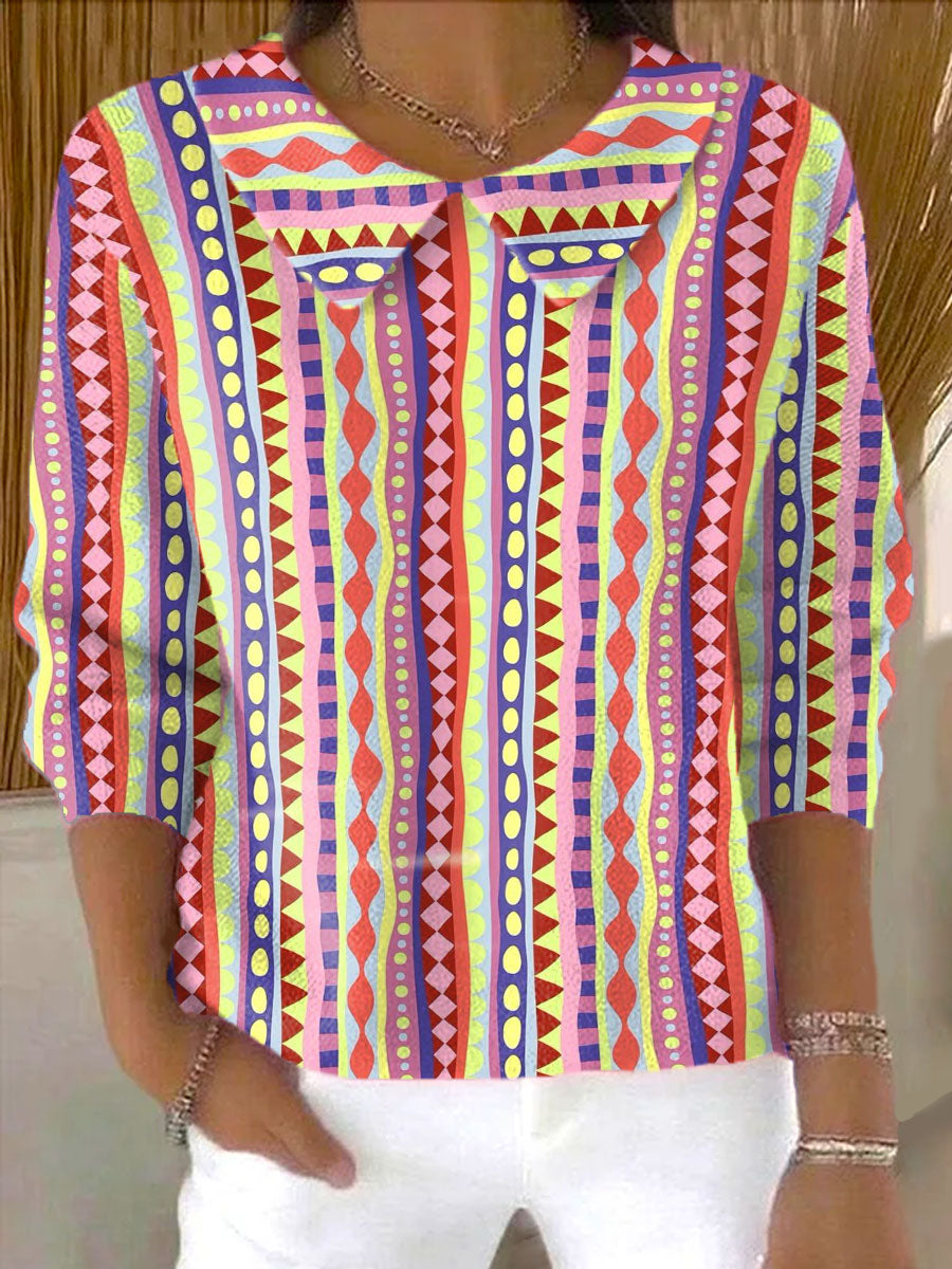 womens-irregular-pinstripe-print-casual-peter-pan-collar-3-4-sleeve-sweater