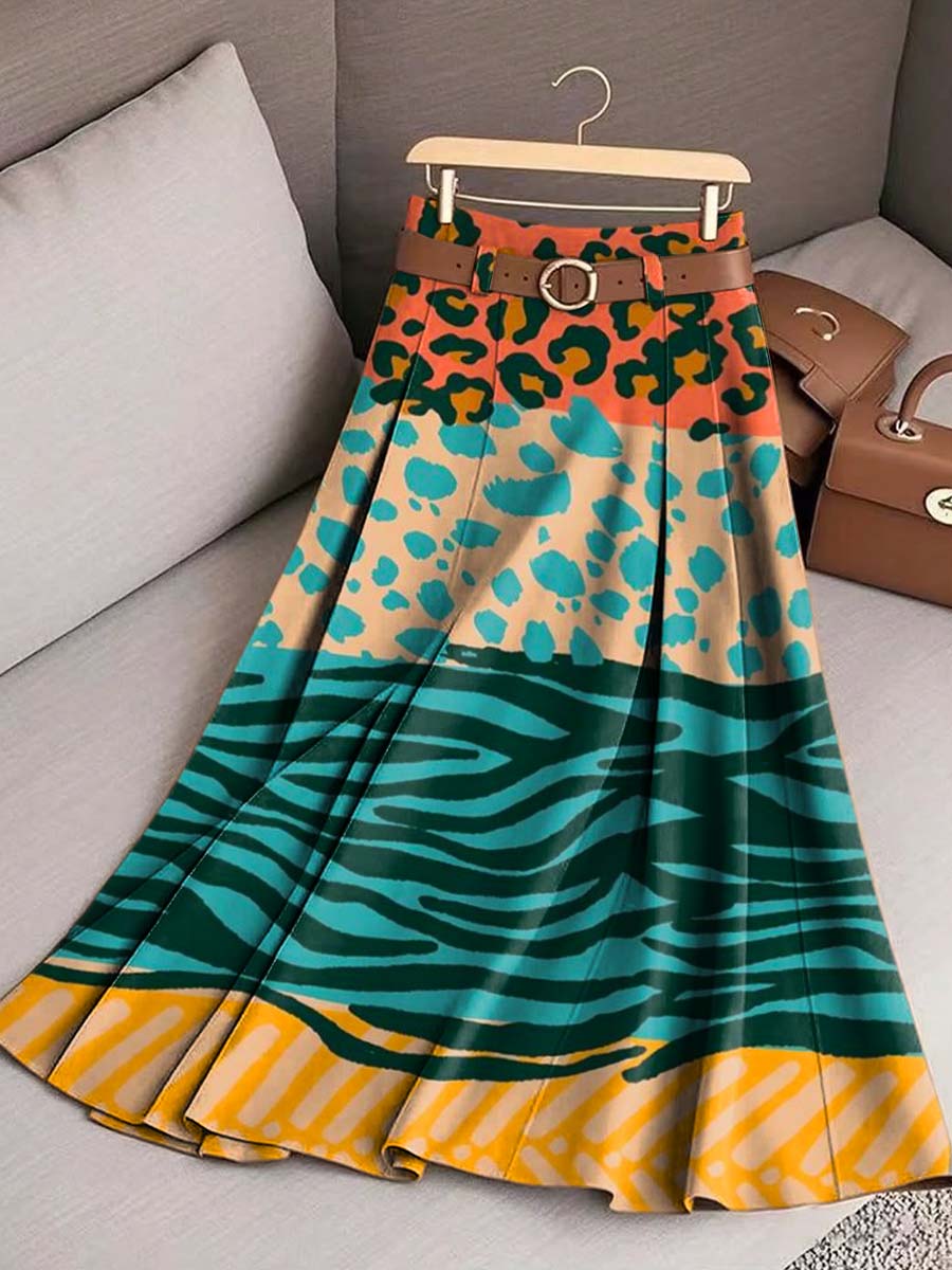 Women's Abstract Pattern Art Print Casual Cotton Skirt