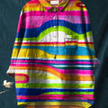 Abstrct Art Printed Women's Casual Cotton And Linen Shirt