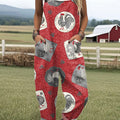 Women's  Funny Chick Art Print Casual 100% Cotton Wide Leg Jumpsuit