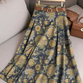 Women's Vintage Beautiful Ethnic Floral Botanical Art Print Cotton Skirt