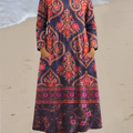 Women's Vintage Floral Art Print Casual Cotton Dress