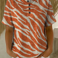 Women's Vintage Stripe Pattern Printed Cotton Linen Top