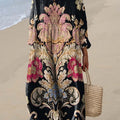 Robe en coton à imprimé floral vintage pour femme 