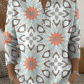 Women's Multicolor Flowers Pattern Art Print Buttoned Cardigan Sweater
