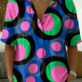 Women's Geometric Patterns Print Casual Cotton-linen Shirt