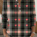 Women's Retro Plaid Heart Art Print Valentine's Day Casual Sweater