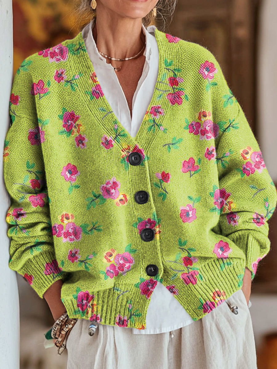 beautiful-cute-small-floral-painting-art-print-buttoned-v-neck-cardigan-sweater-w8zg