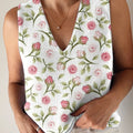 Women's Vintage Flower Art Print Casual V Neck Top Knitting