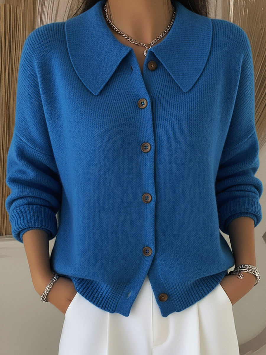 Cozy Vintage Peter Pan Collar Button Knit Cardigan Sweater