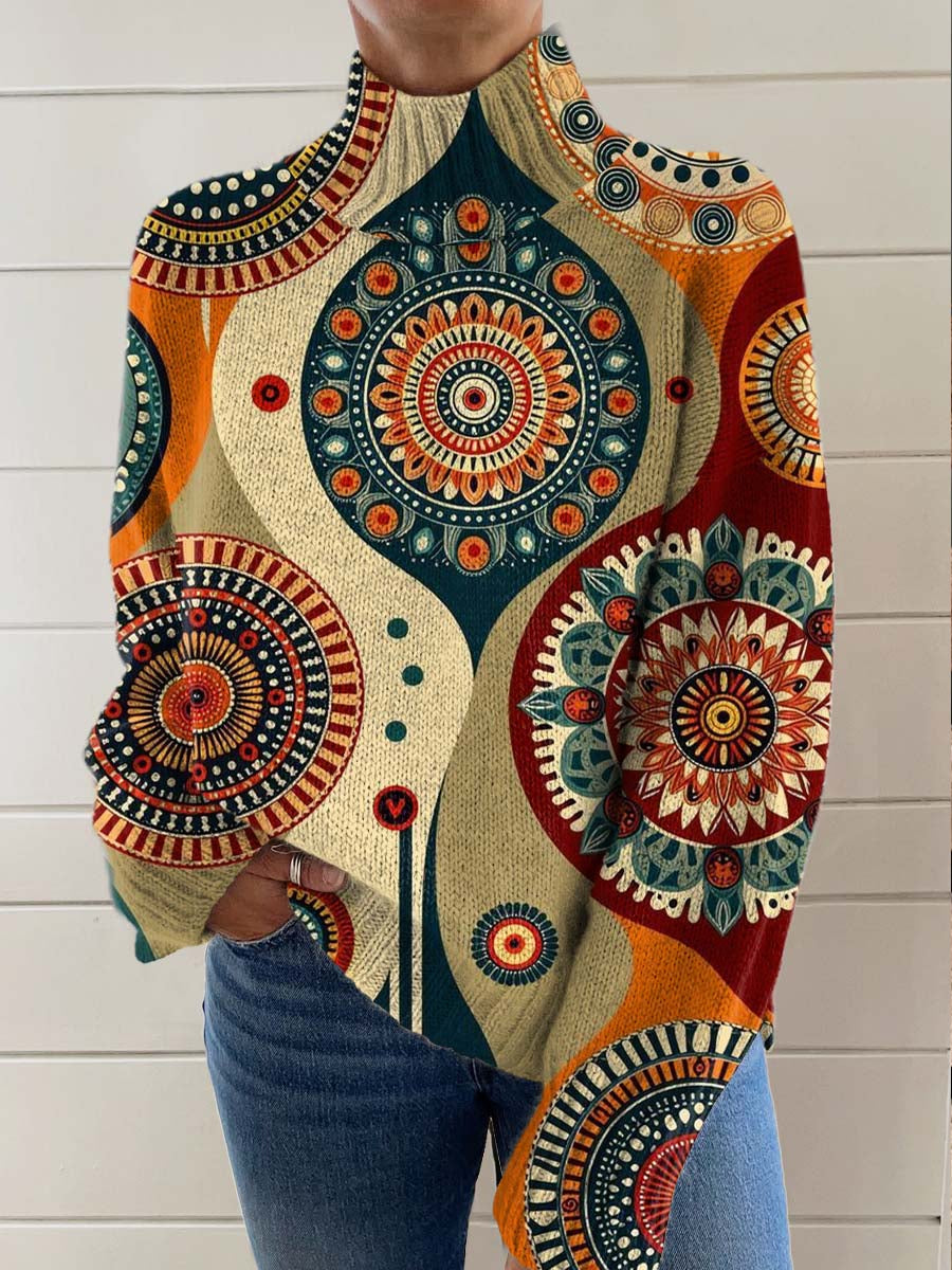 womens-abstract-floral-pattern-art-print-knit-turtleneck-pullover-sweater