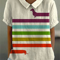 Women's Dachshund Dog Lover Art Print Casual Cotton And Linen Shirt