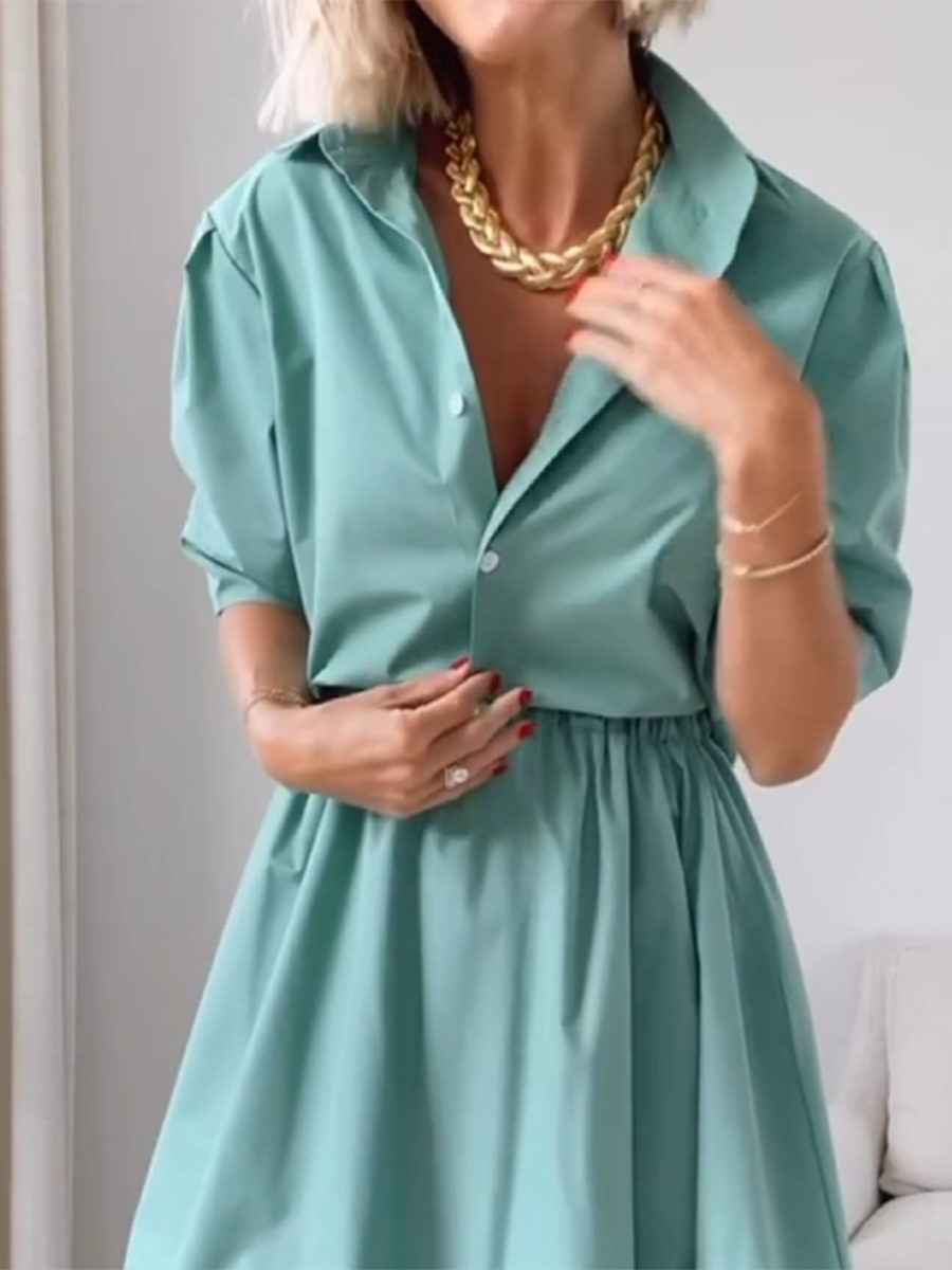 Women's Cotton and Linen Shirt and Skirt Two Piece Suit