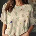 womens-lovely-floral-birds-art-print-casual-crew-neck-short-sleeve-knitted-sweater-dy54