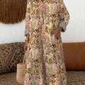 Vintage-Kleid aus Baumwolle mit Blumenmuster und Kunstdruck für Damen