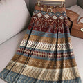 Women's Retro Geometric Print High Waist A-Line Casual Skirt