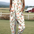 Women's Floral Art Print Casual 100% Cotton Wide Leg Jumpsuit