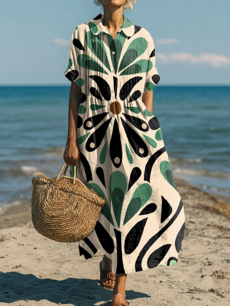 Women's Symmetrical Flowers Art Print Dress