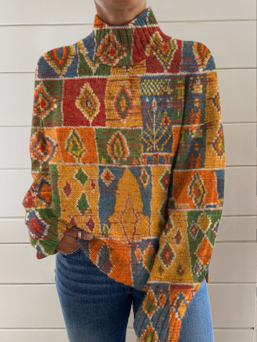 womens-retro-ethnic-art-patterns-print-knit-turtleneck-pullover-sweater-y05w